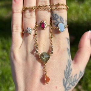 Labradorite and beta quartz double dangle interchangeable necklace